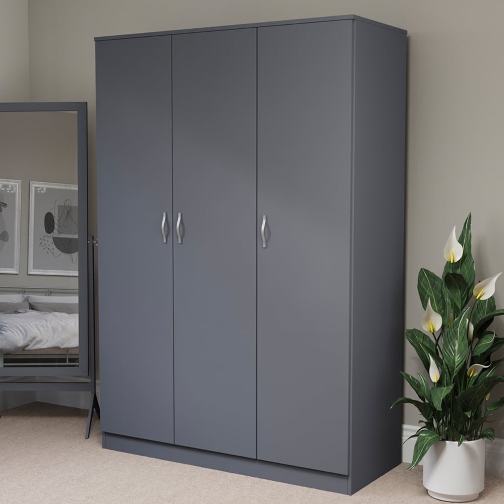 Vida Designs Riano 3 Door Grey Wardrobe Image 1