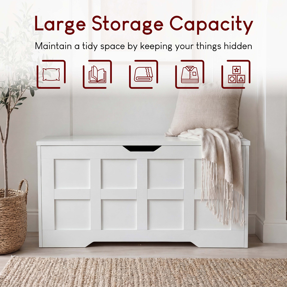 VIDA DESIGNS White Large Storage Ottoman Bench Image 4