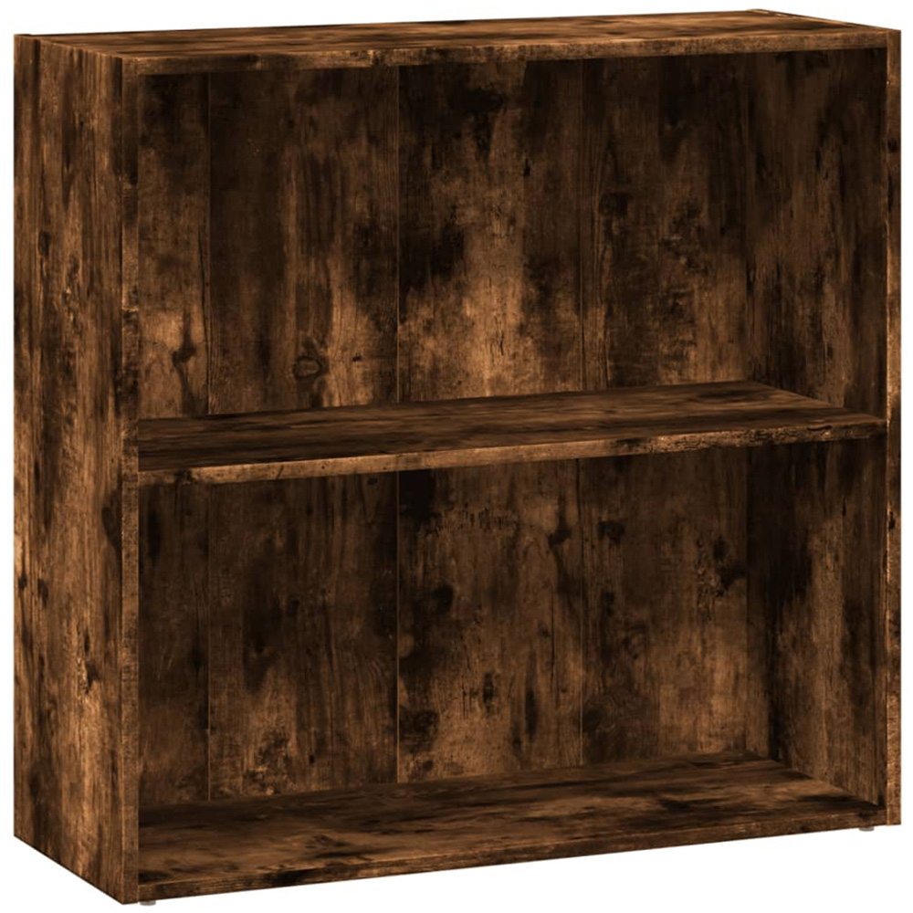 vidaXL 2 Shelf Smoked Oak Bookcase Image 2