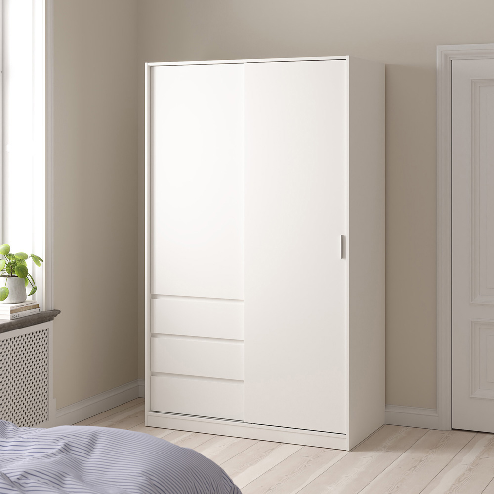 Furniture To Go Naia Double Door 3 Drawer White Wardrobe Image 5