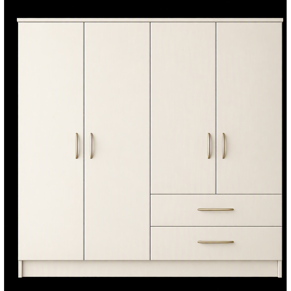 TJ'S Venice 4 Door 2 Drawer White Wardrobe Image 2