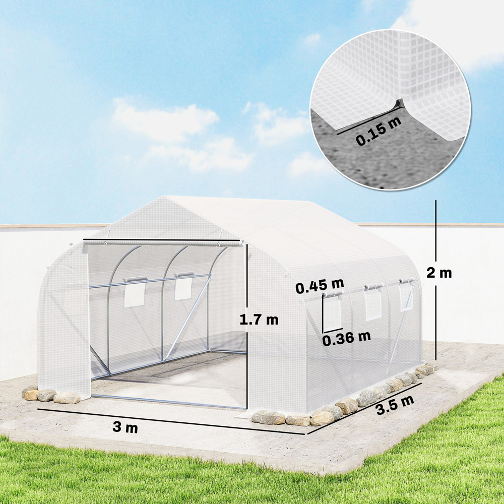 Outsunny White 10 x 14.6ft Walk In Polytunnel Greenhouse Image 8