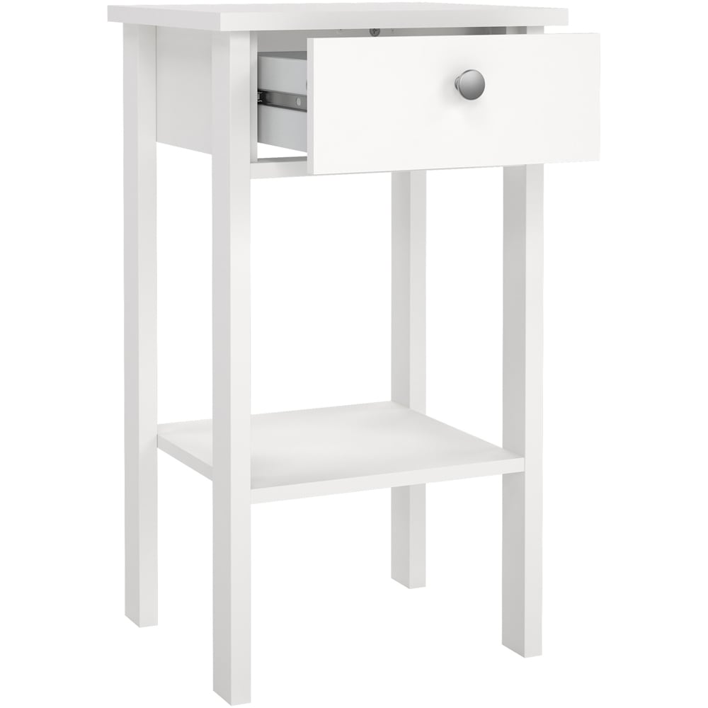 Florence Madrid Single Drawer White Bedside Table Image 3