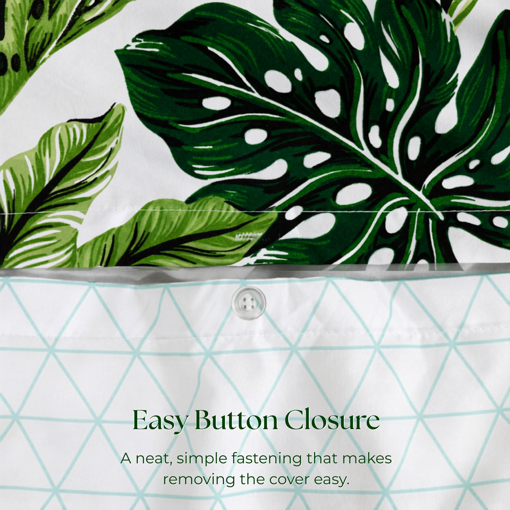 MHG Living Single Verdant Heaven Green Tropical Leaf Reversible Duvet Cover Set Image 7
