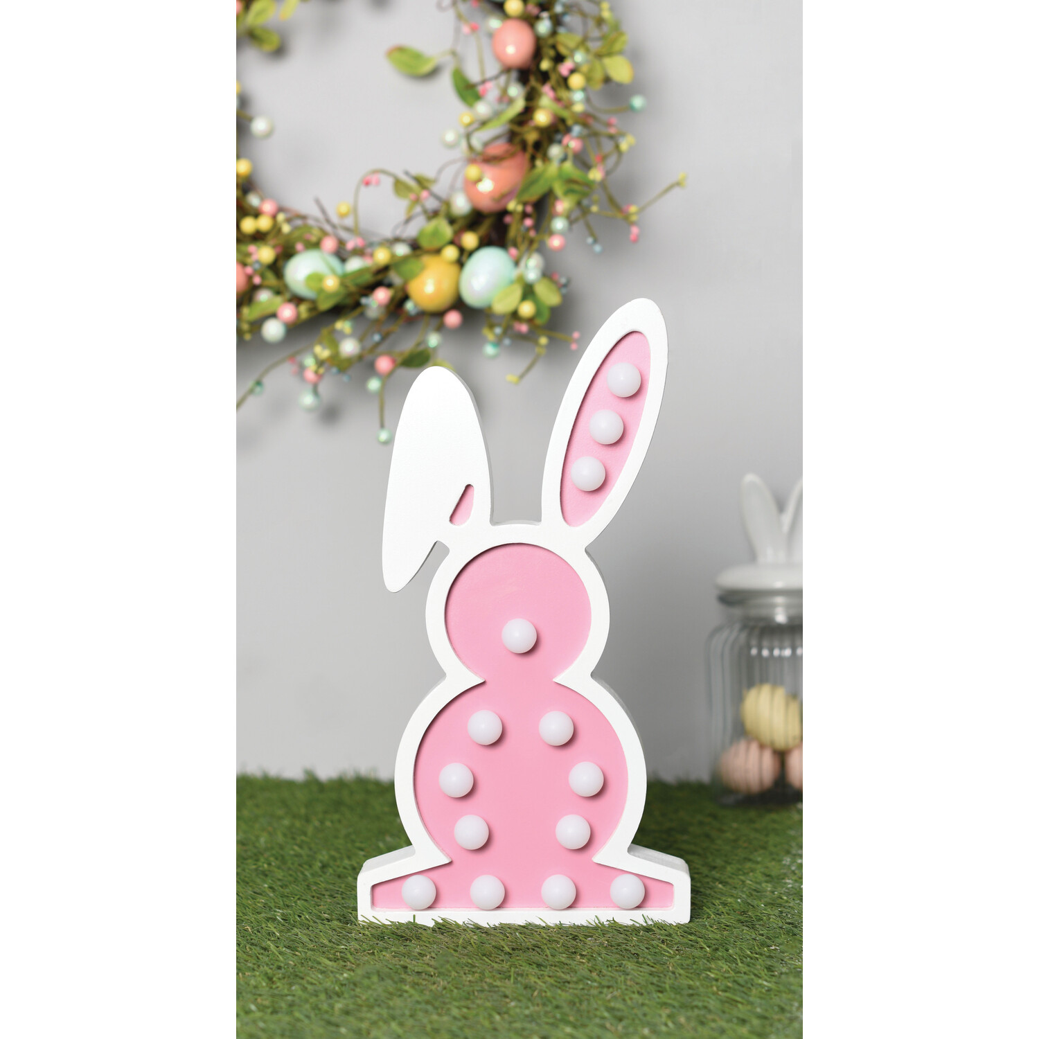 Single Pastel Pink Wooden Bunny LED Light in Assorted styles Image 4