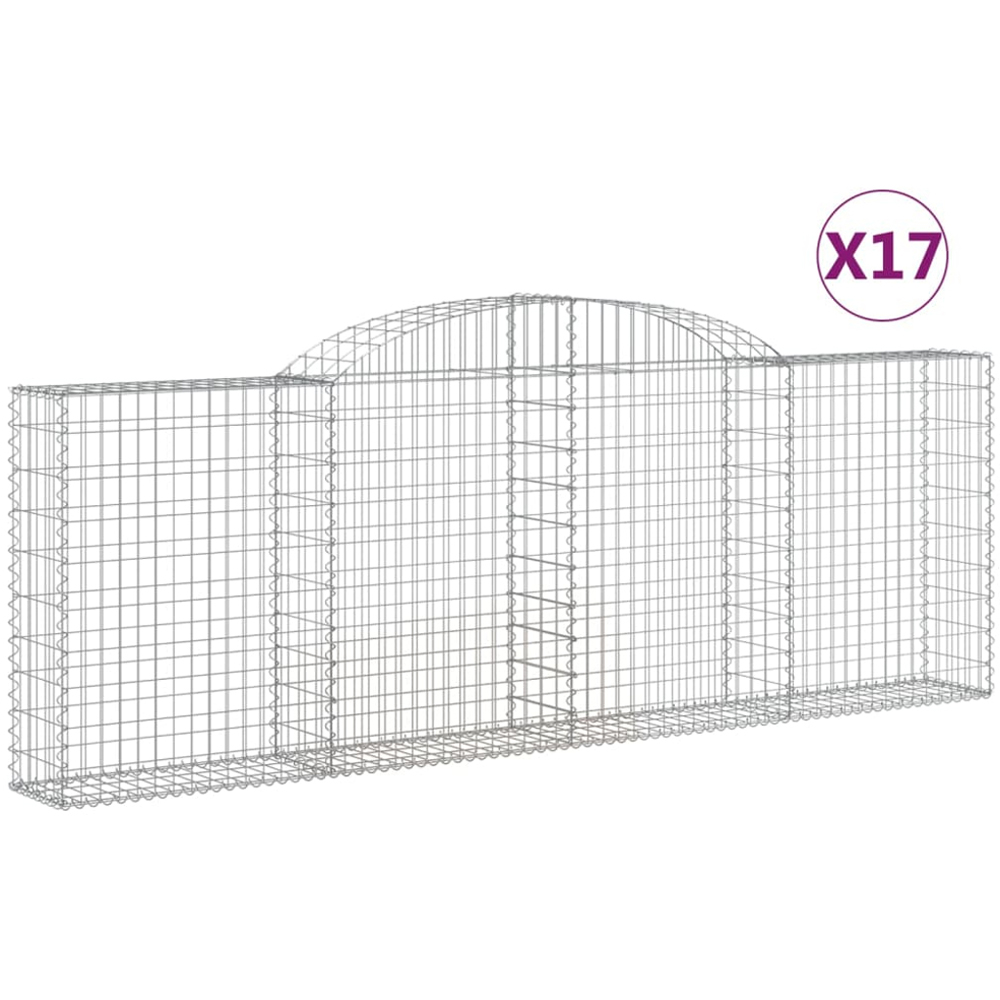 vidaXL Silver Galvanised Iron Arched Gabion Basket 300 x 30 x 100/120cm 17 Pack Image 4