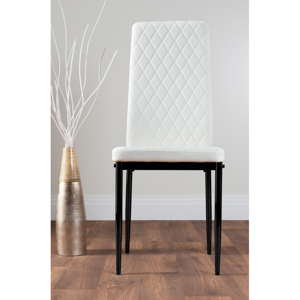 Furniturebox Valera Set of 4 White and Black Faux Leather Dining Chair Image 2