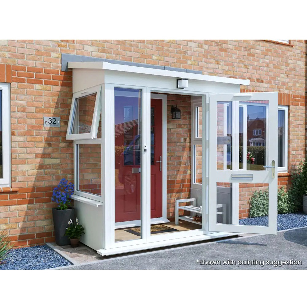 Dunster House Composite AddPorch White uPVC Superfelt Right Hand Door and Windows 2000 x 1000mm Image 3