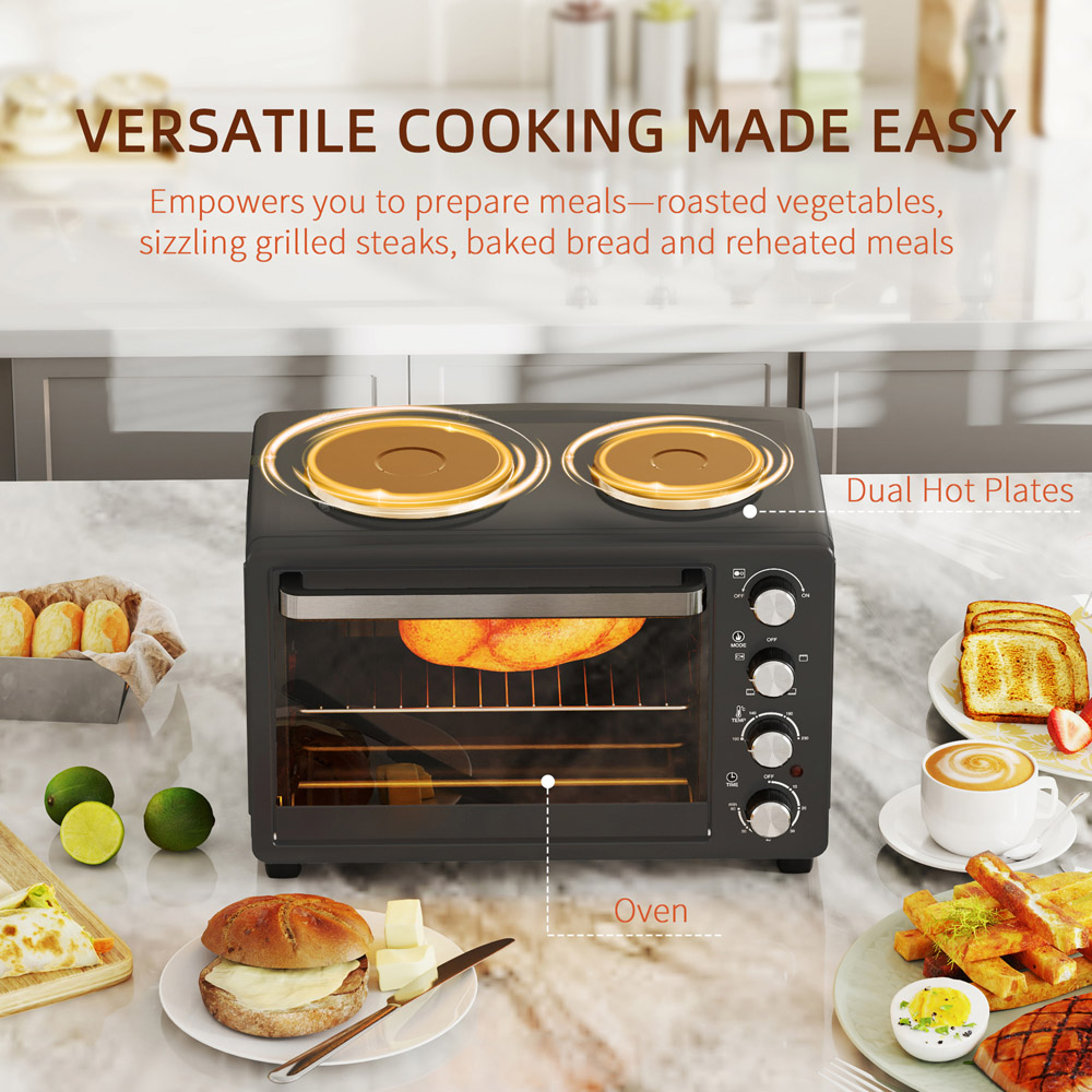 HOMCOM 800-198V70BK Black 28L Countertop Toaster Oven 2600W Image 3