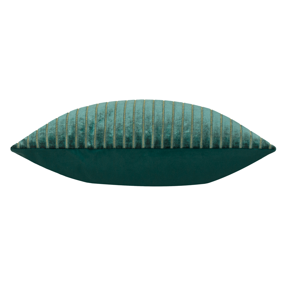 Paoletti Christmas Savoy Teal Stripe Velvet Reversible Cushion 50 x 50cm Image 3
