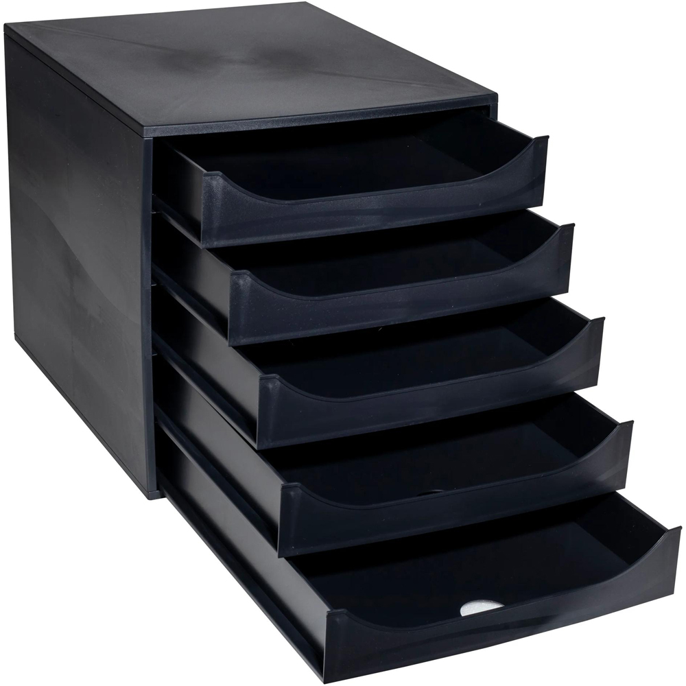 Exacompta EcoBox Office 5 Drawer Black Desk Organiser Image 2