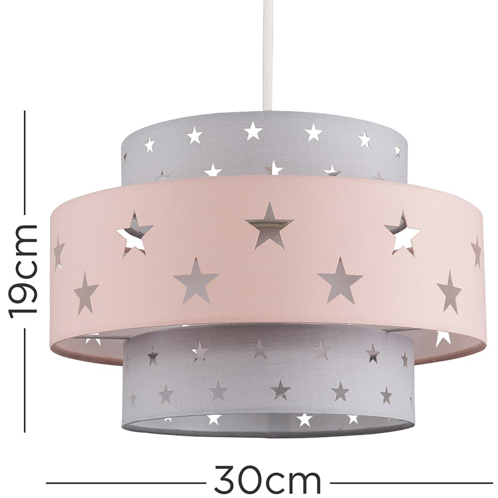 ValueLights Weaver Star Pink and Grey Tiered Ceiling Lamp Shade Image 7