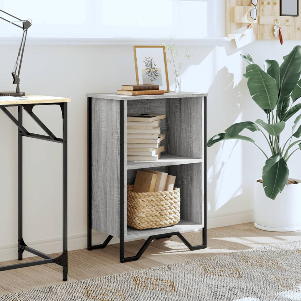 vidaXL 2 Shelf Grey Sonoma Small Bookcase Image 7