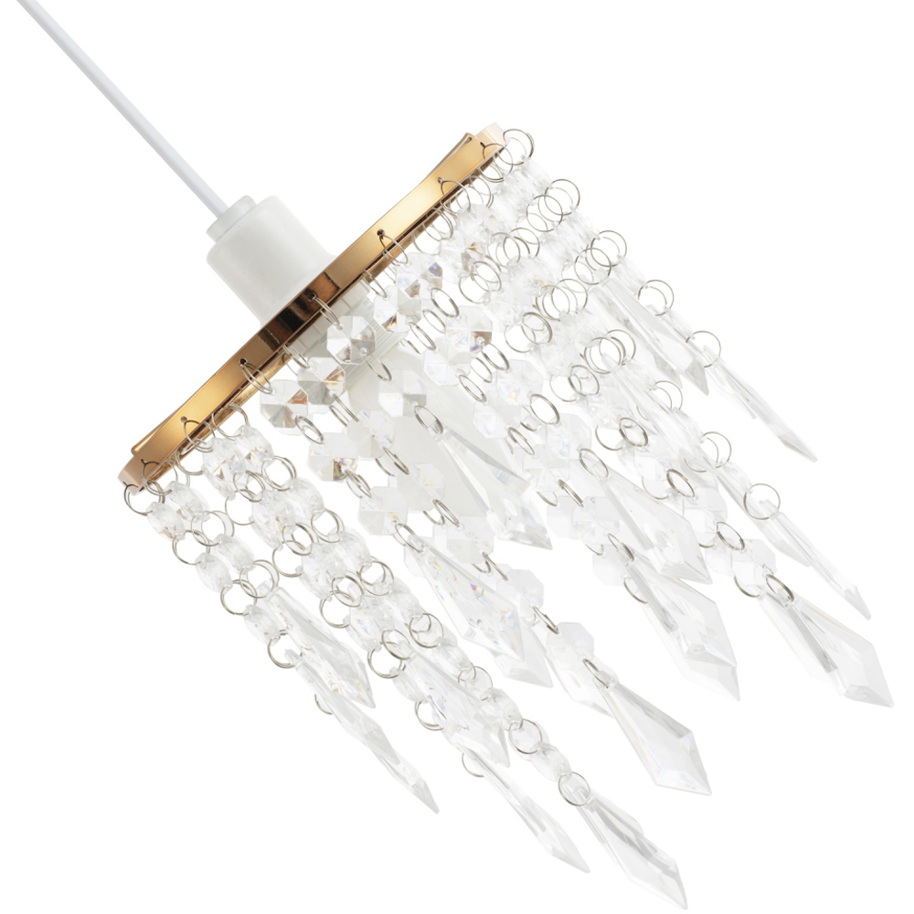 Happy Homewares Waterfall Design Gold Clear Acrylic Droplets and Beads Pendant Shade Image 5