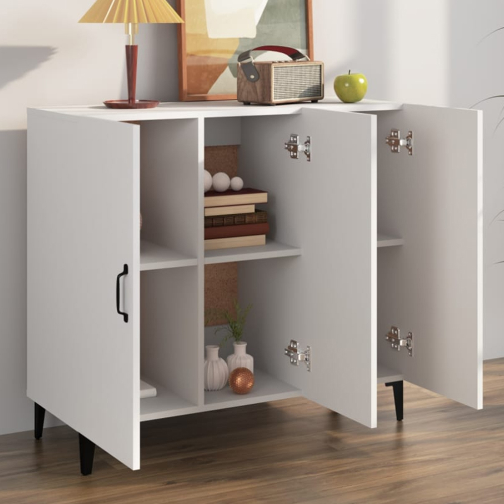 vidaXL 3 Door White Sideboard Image 1