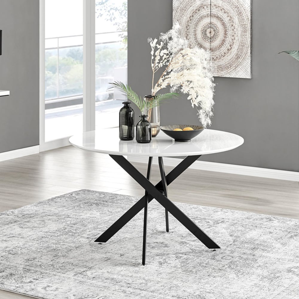 Furniturebox Arona Valera 6 Seater Round Dining Set White Gloss and Cappuccino Image 2