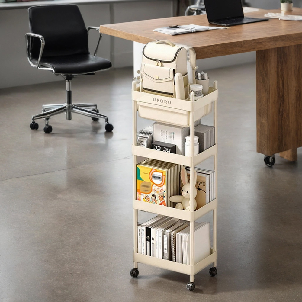 H&O Direct 4 Shelf Rolling Cart with Locking Casters Image 2