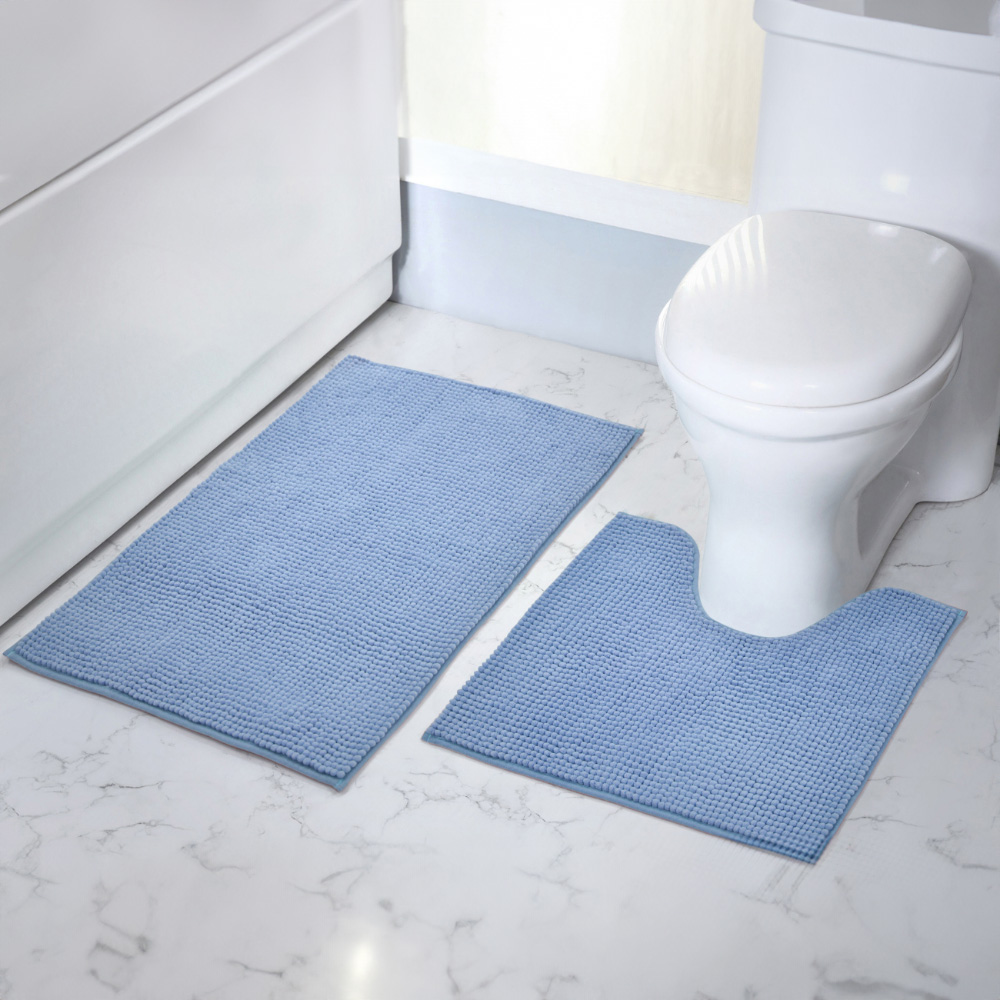 Mayfair Blue Shaggy Noodle Bath Mat 50 x 80cm Image 7