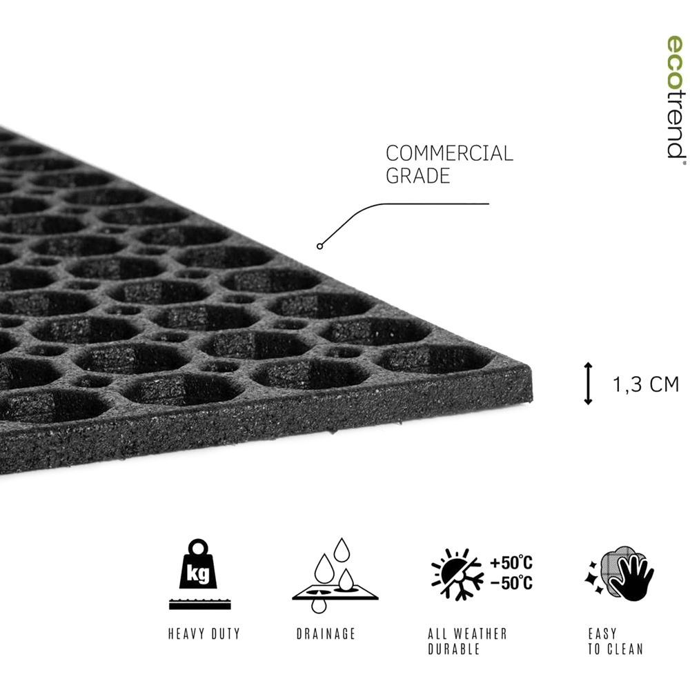 Oseasons Black Honeycomb Outdoor Doormat with Open Back 75 x 45cm Image 5