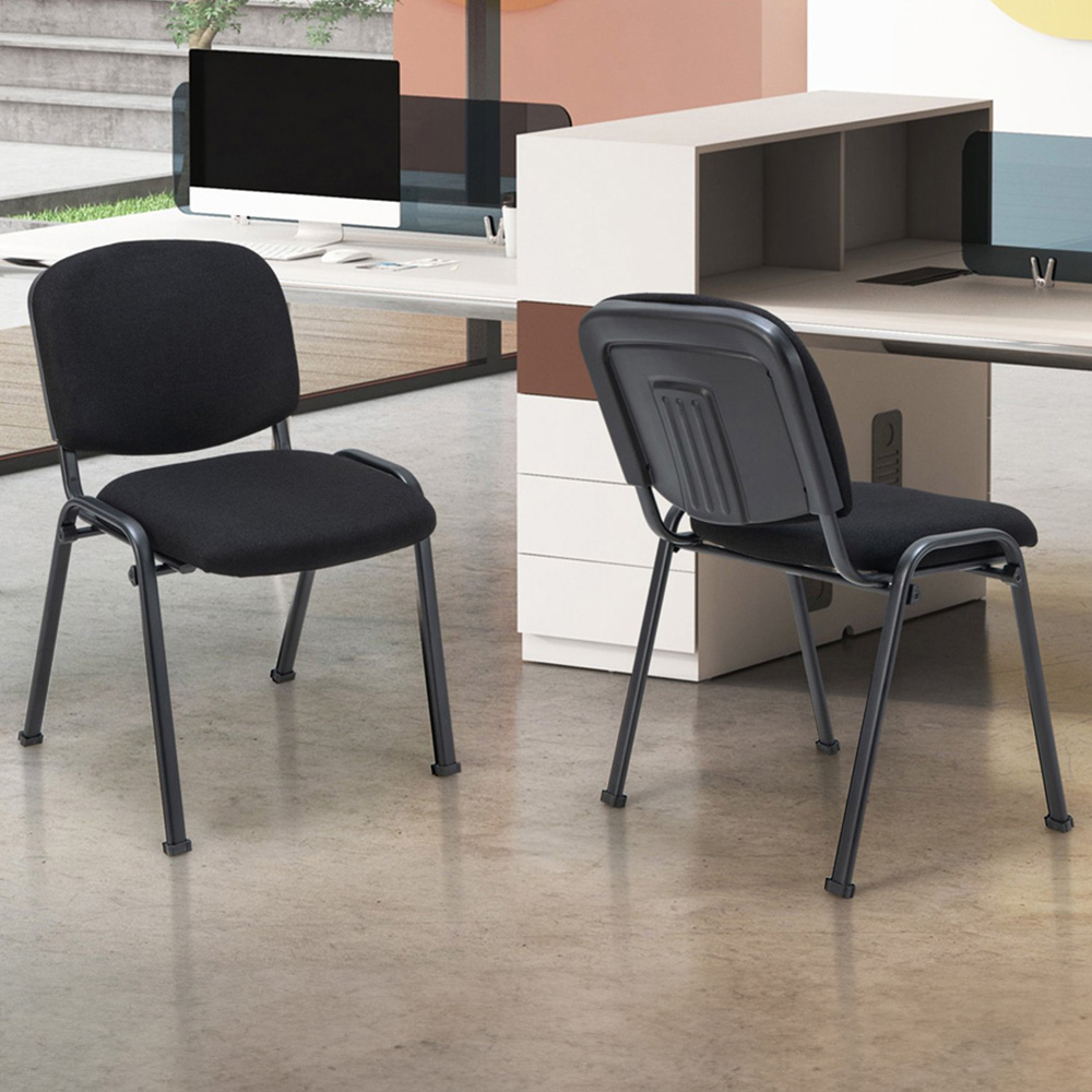 Costway Set of 5 Black Upholstered Office Chair Image 4