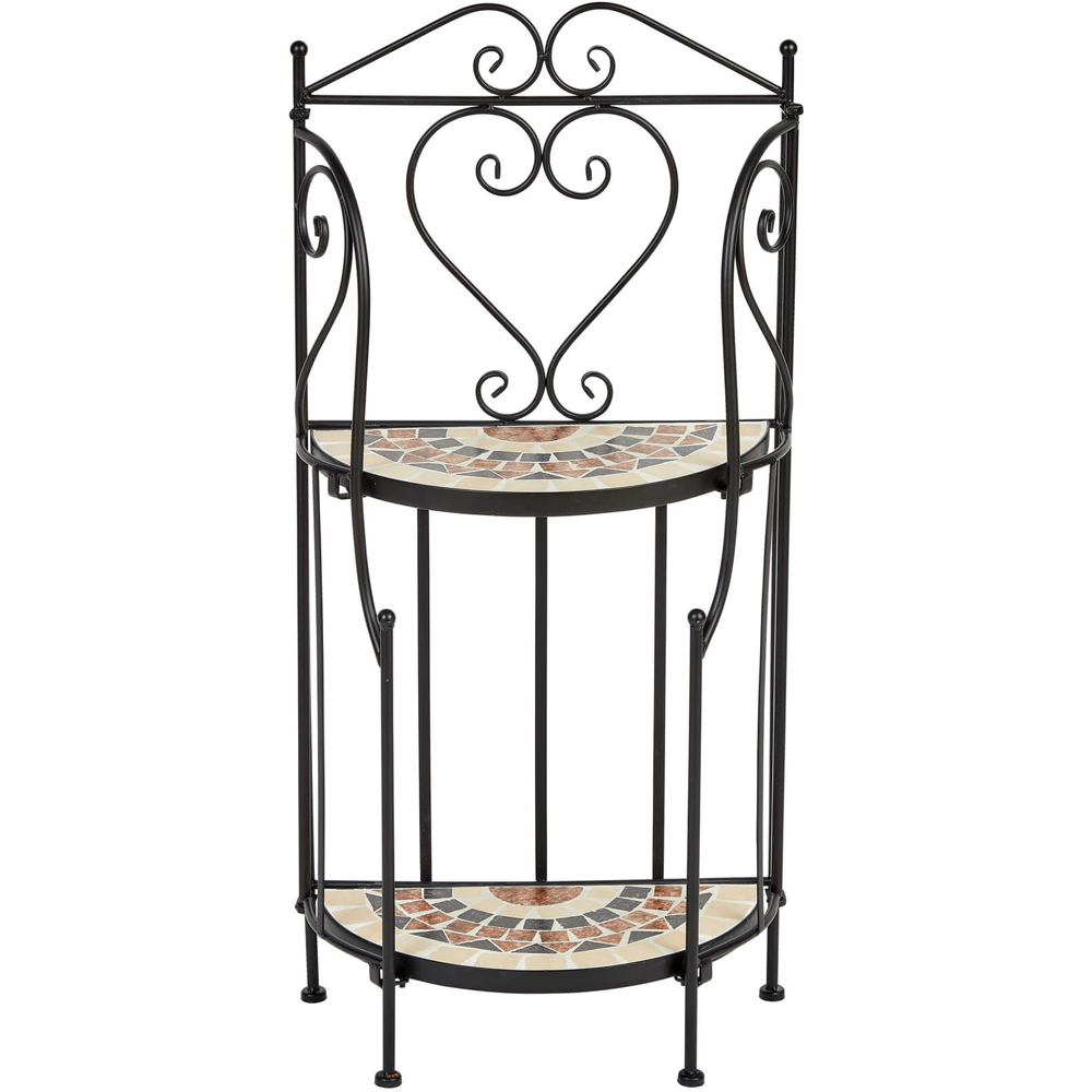 Home Source Sunflower Mosaic 2 Shelf Metal Plant Stand Image 1