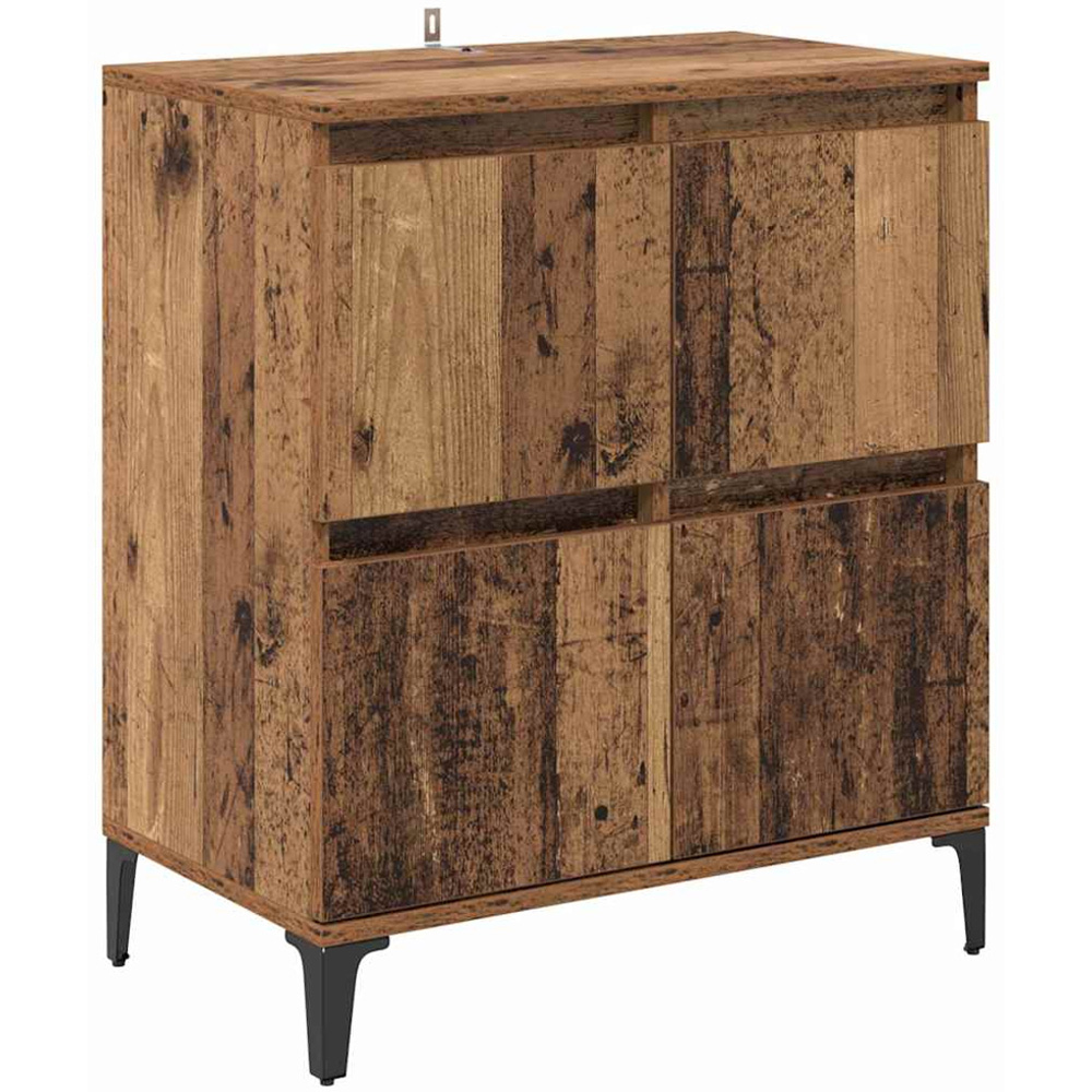 vidaXL 4 Door Old Wood Sideboard with Metal Legs Set of 2 Image 7