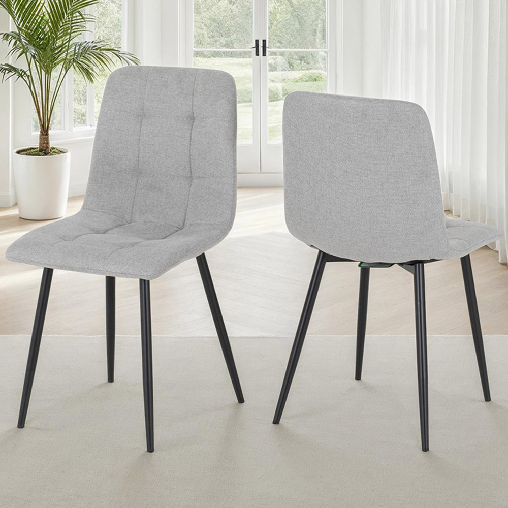 Seconique Fenton Set of 2 Light Grey Fabric Dining Chair Image 1