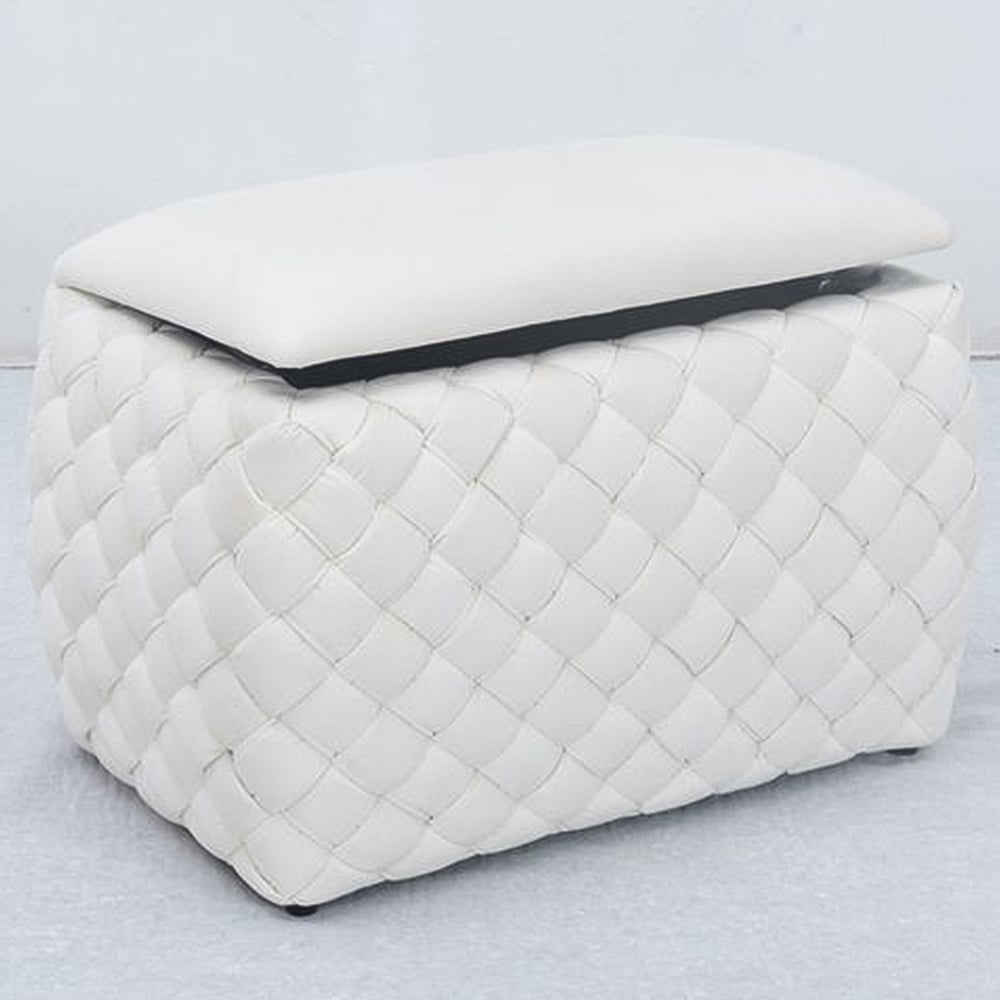 Artemis Home Plumeo Cream Velvet Storage Ottoman Image 1
