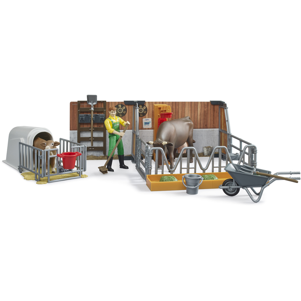 Bruder Bworld Cow and Calf Barn with Farmer Figure and Accessories Image 5