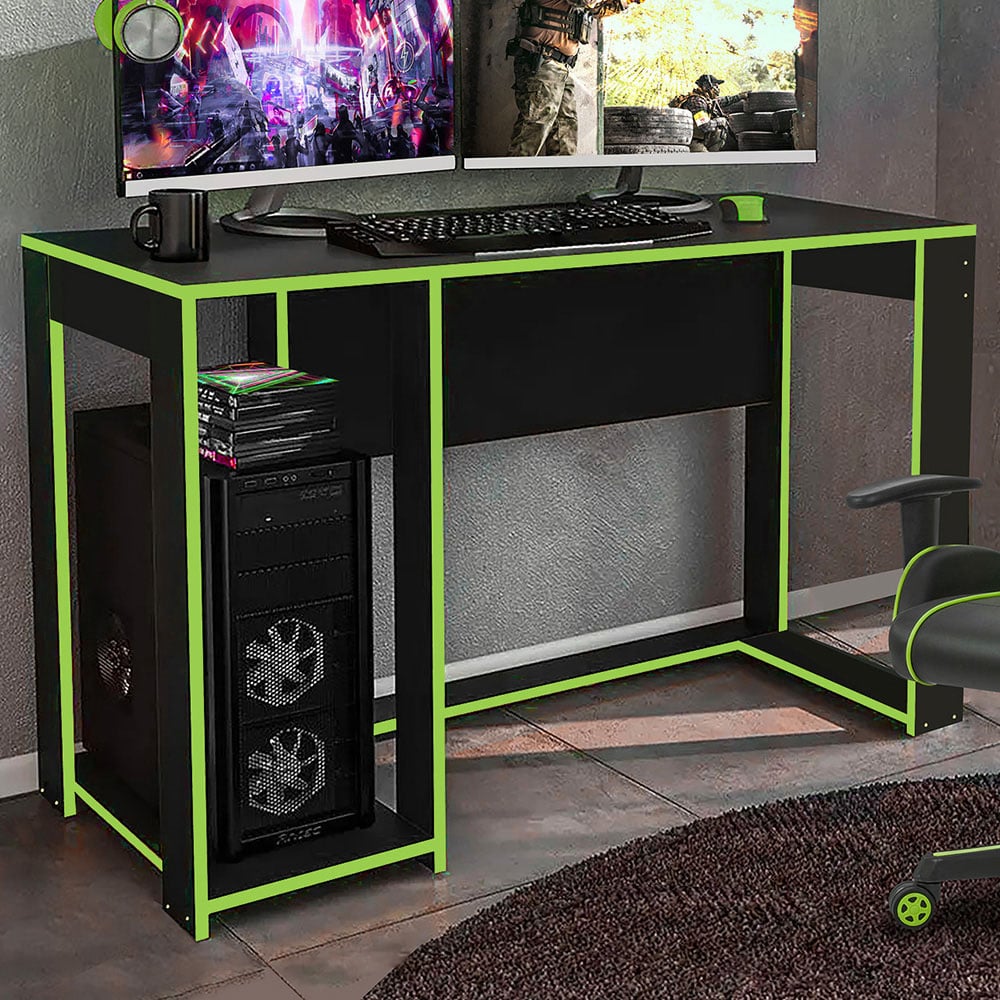 Ryker Ergonomic Gaming Desk Black and Green Image 1