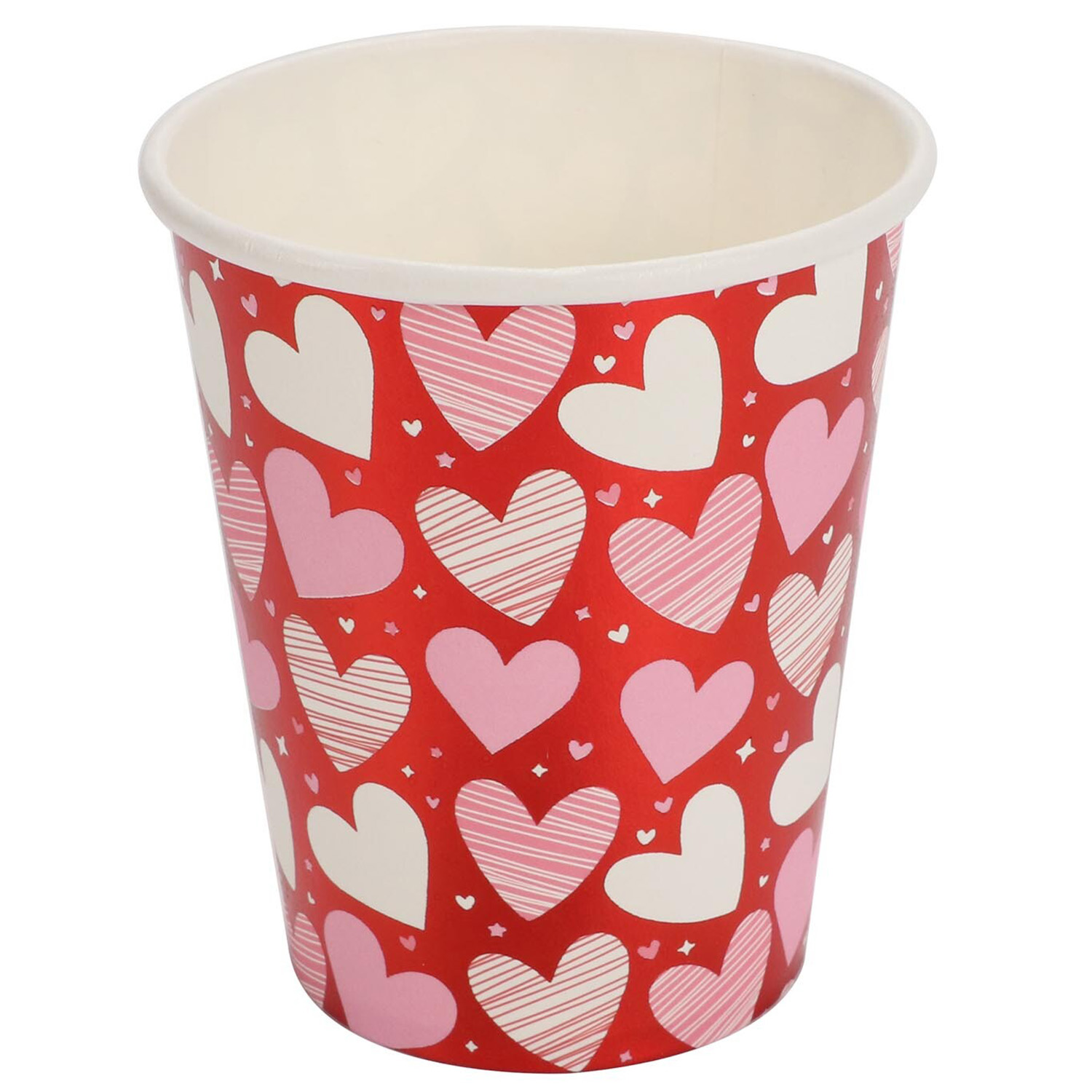 Pack of 8 Heart Paper Cups - Red Image 1