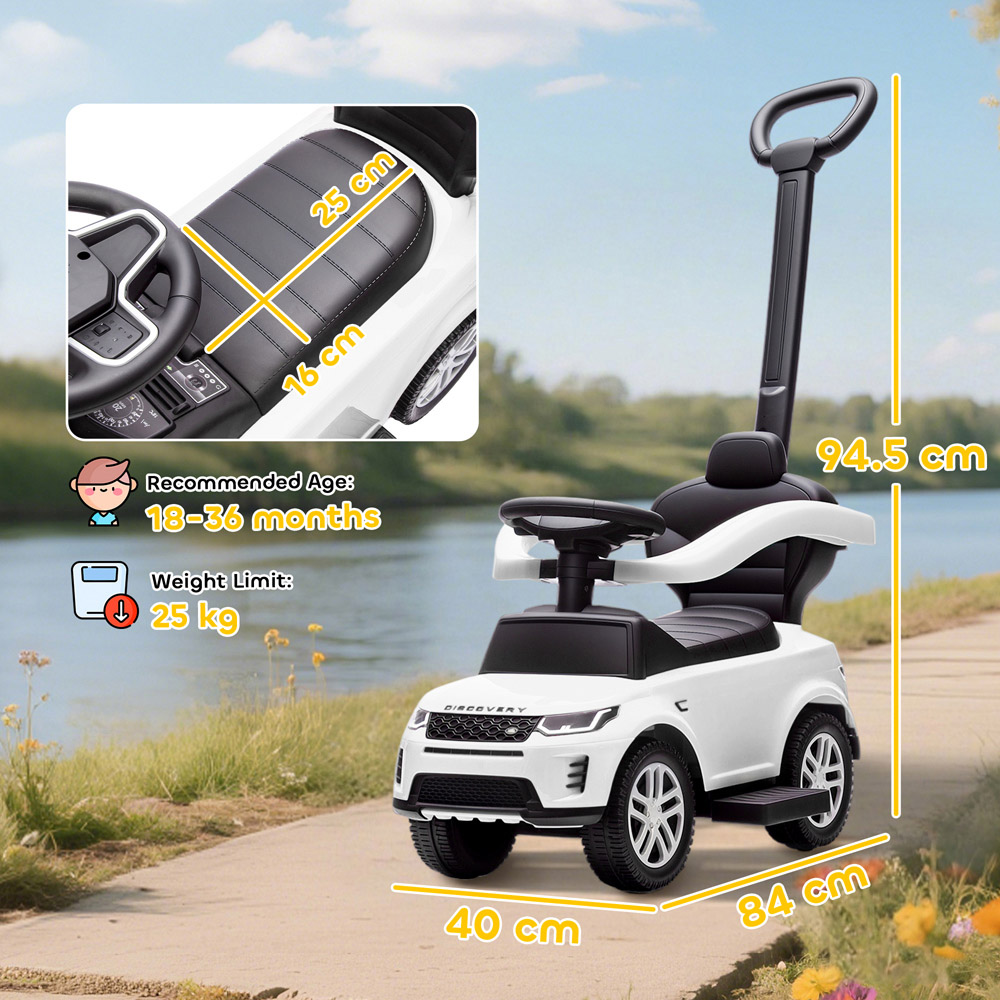 Tommy Toys AIYAPLAY 2-in-1 White Licensed Land Rover Baby Push Car with Guardrail Image 9