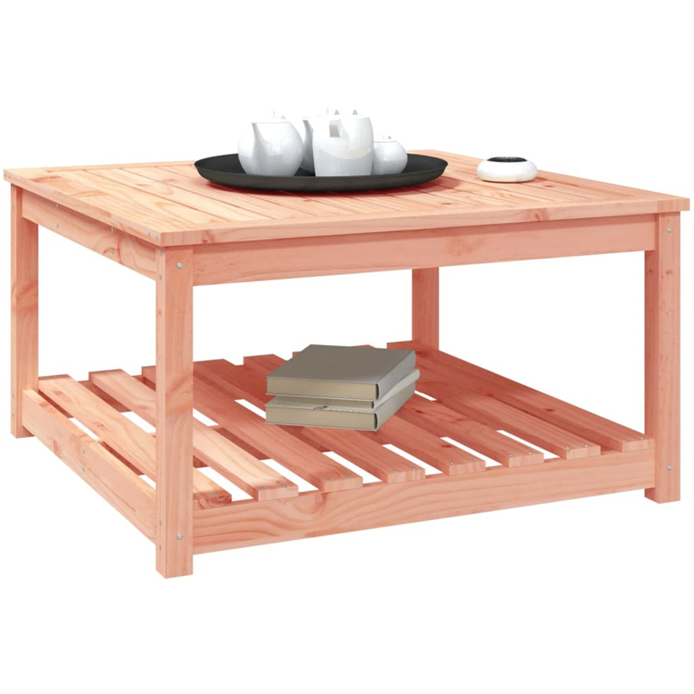 vidaXL Single Shelf Natural Solid Douglas Wood Slatted Garden Table 82.5 x 82.5cm Image 5