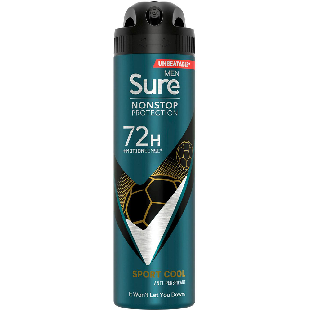 Sure Men Sport Cool 72H Nonstop Protection Anti-Perspirant Deodorant 150ml 18 Pack Image 2