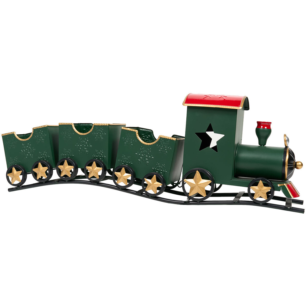 Traditional Metal Train Decoration Green Image 5