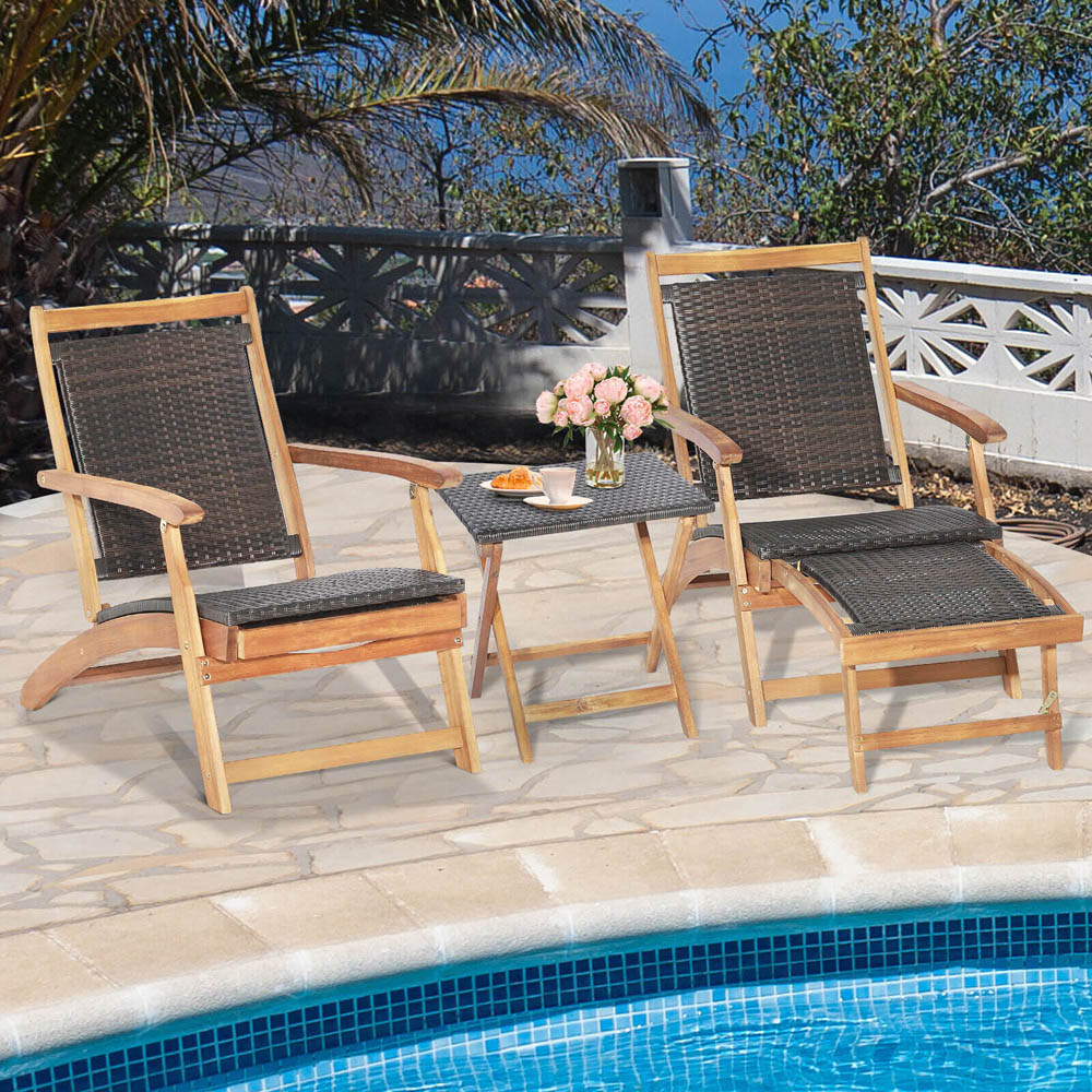 Costway Folding Lounge Chair with Side Table Image 8