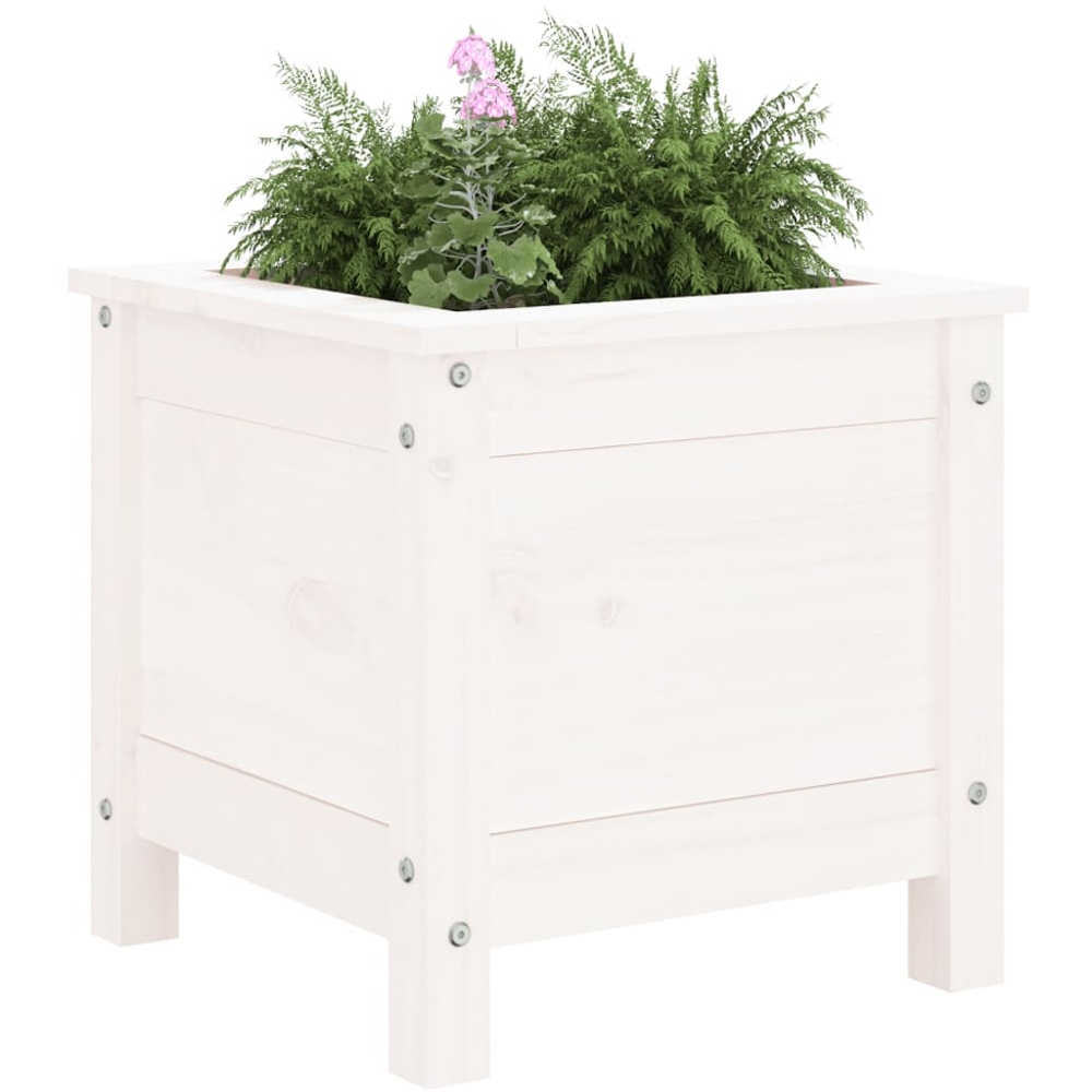 vidaXL White Solid Pine Wood Garden Planter 39 x 40 x 40cm Image 2