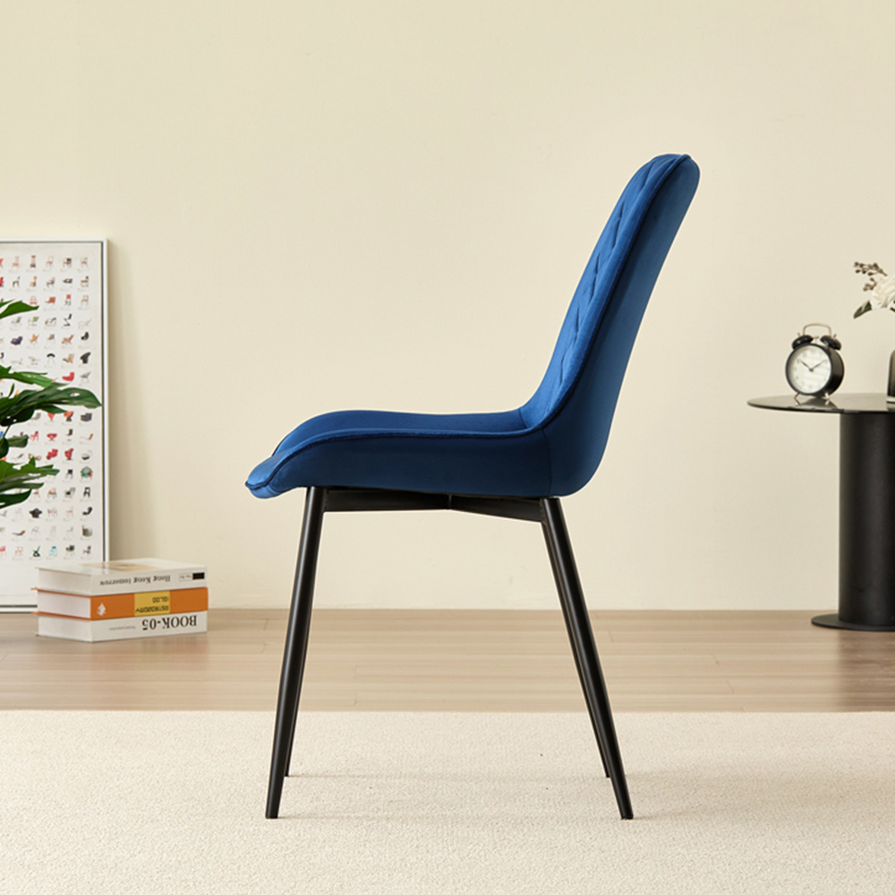 Indoor Living Amelia Set of 2 Blue Velvet Dining Chair Image 4