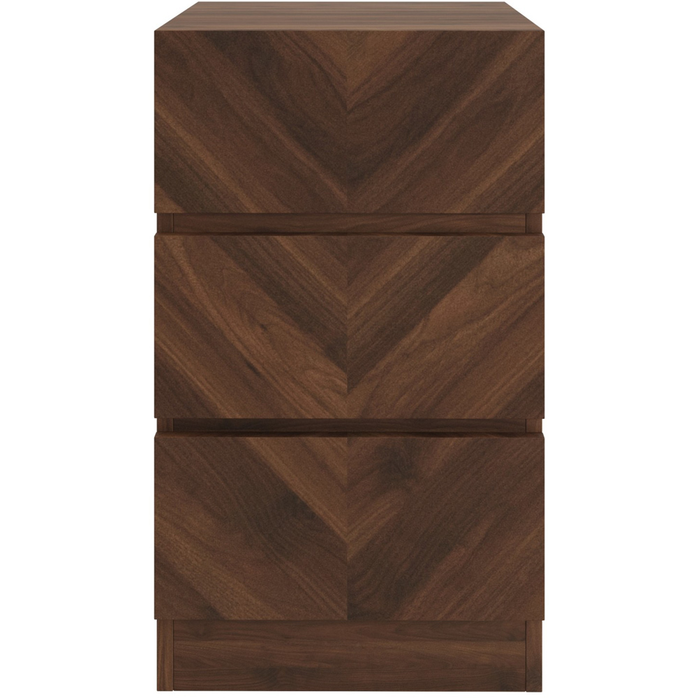 GFW Catania 3 Drawer Royal Walnut Wooden Bedside Table Image 2