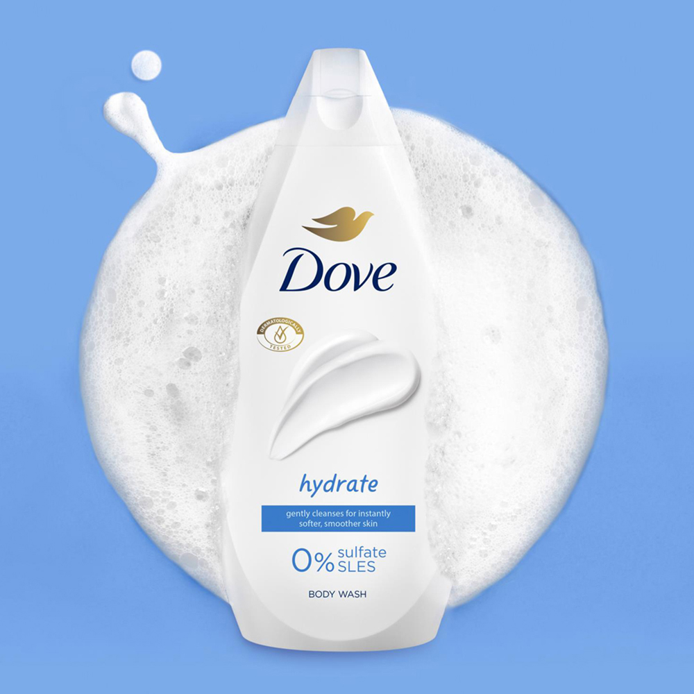 Dove Hydrate Softer and Smoother Skin Body Wash 225ml 5 Pack Image 5