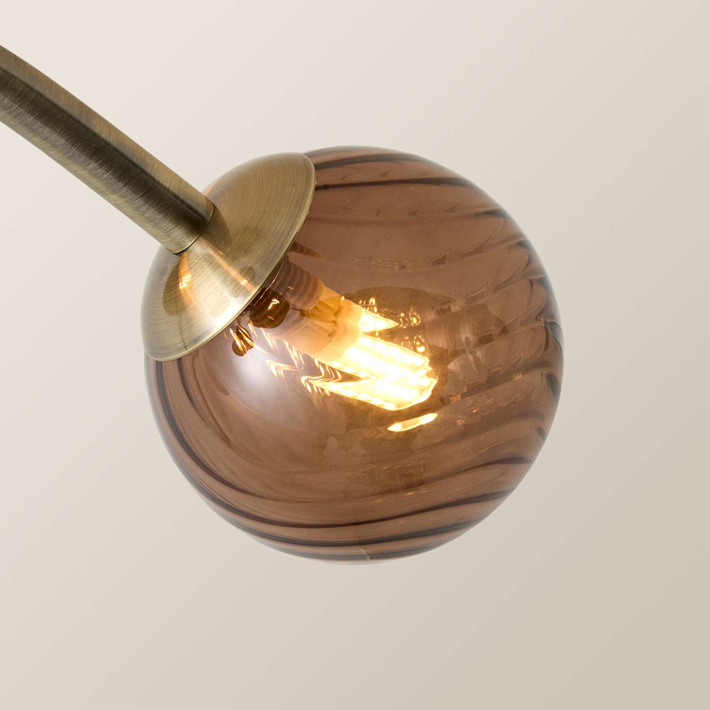 ValueLights Sydney Brushed Brass 4-Arm Ceiling Light with Swirl Glass Shade and Bulb Image 4