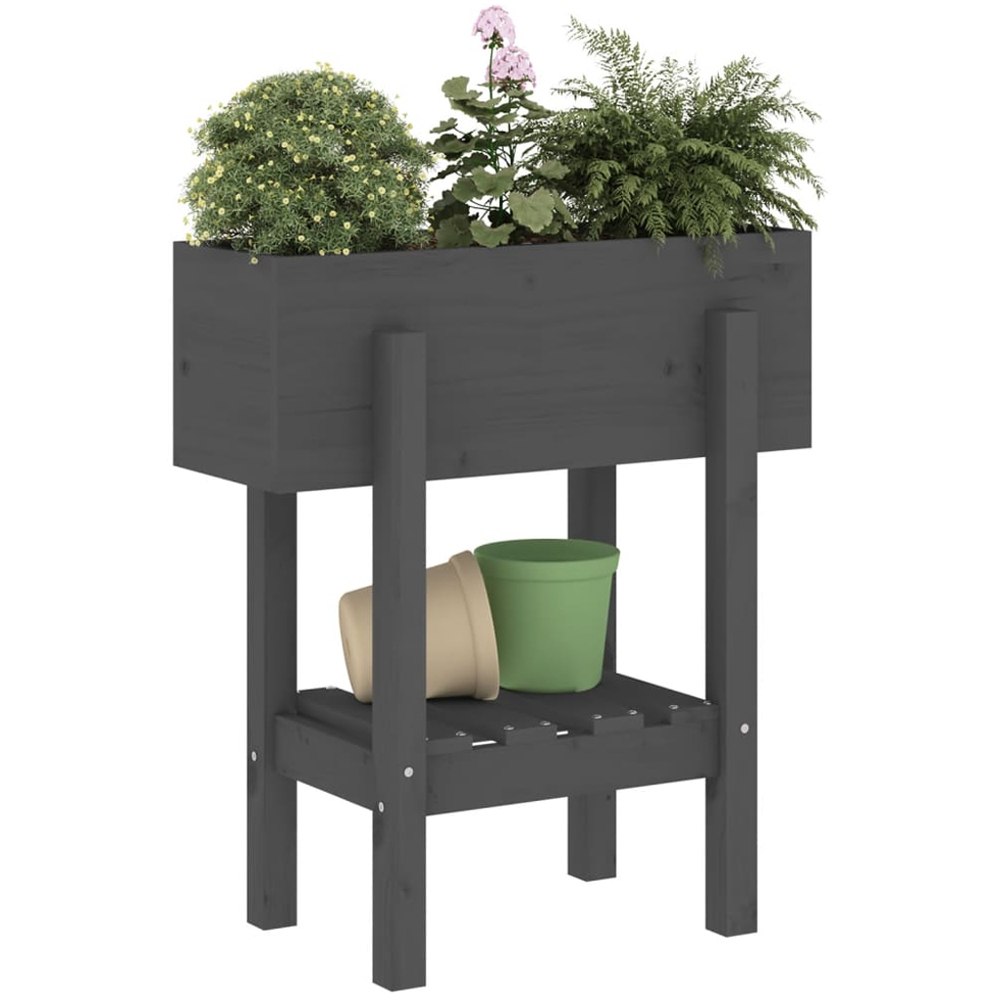 vidaXL Grey Pine Wood Garden Planter 69 x 30 x 62cm Image 2