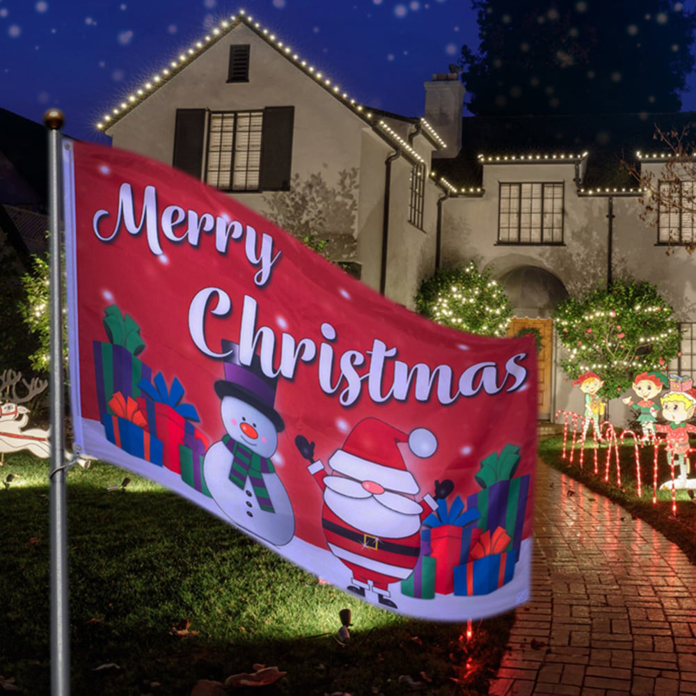 St Helens Red Merry Christmas Flag with 2 Metal Grommets Image 3