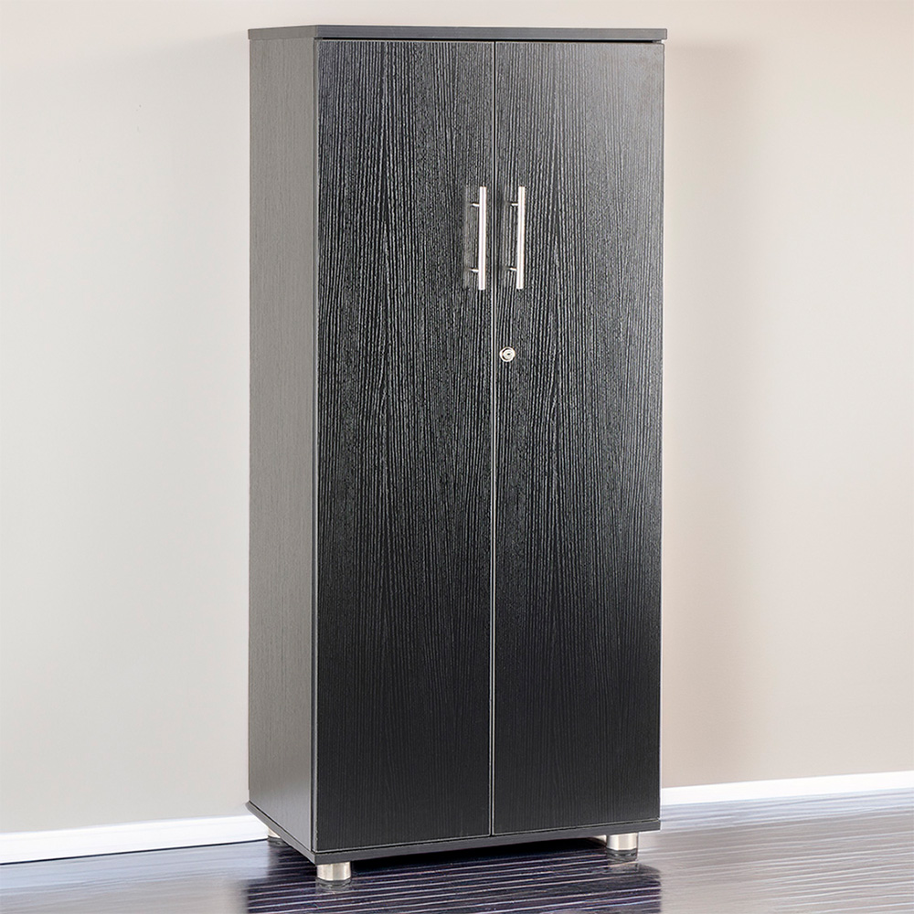 MMT Furniture Designs 2 Door Black Lockable Tall Filing Cabinet Image 1