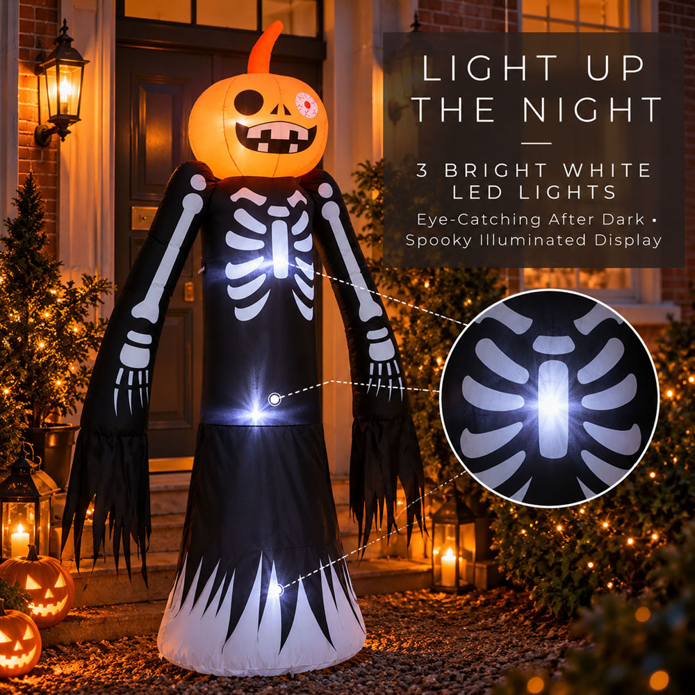 Neo Halloween Inflatable Pumpkin Skeleton Decoration with LED Lights 8.2ft Image 5