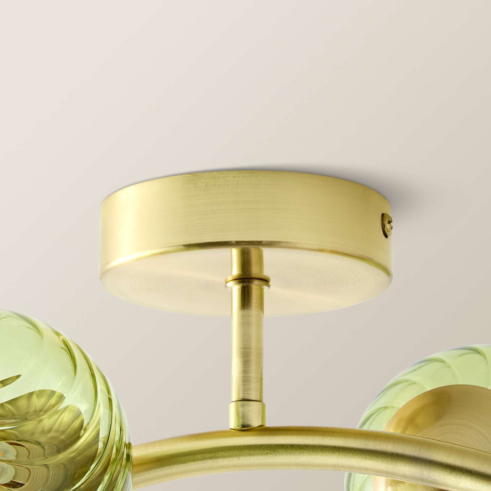 ValueLights Sydney Brushed Gold 4-Arm Ceiling Light with Swirl Glass Shade and Bulb Image 5