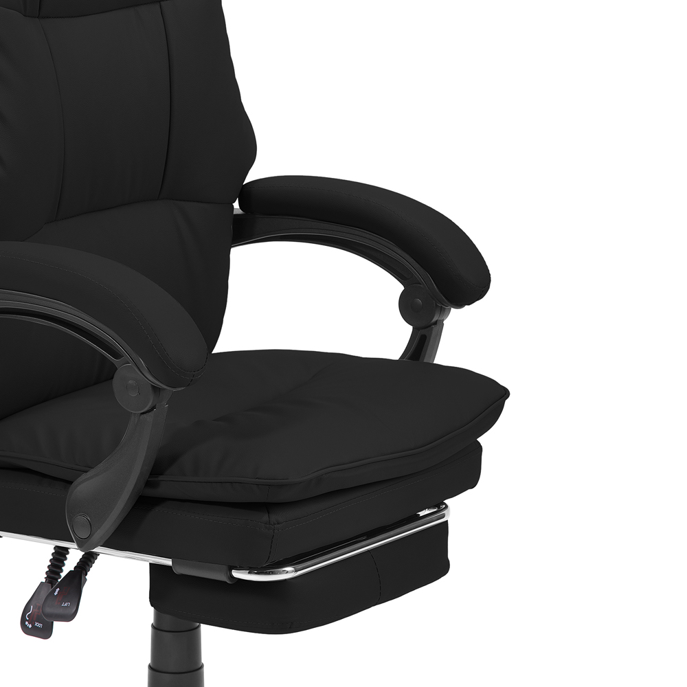 Living and Home Black PVC Leather Reclining Backrest Office Chair with Footrest Image 4