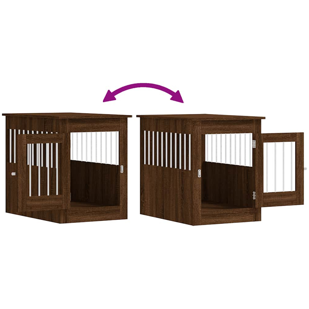vidaXL Brown Oak Processed Wood Dog Crate Furniture 55 x 80 x 68cm Image 9