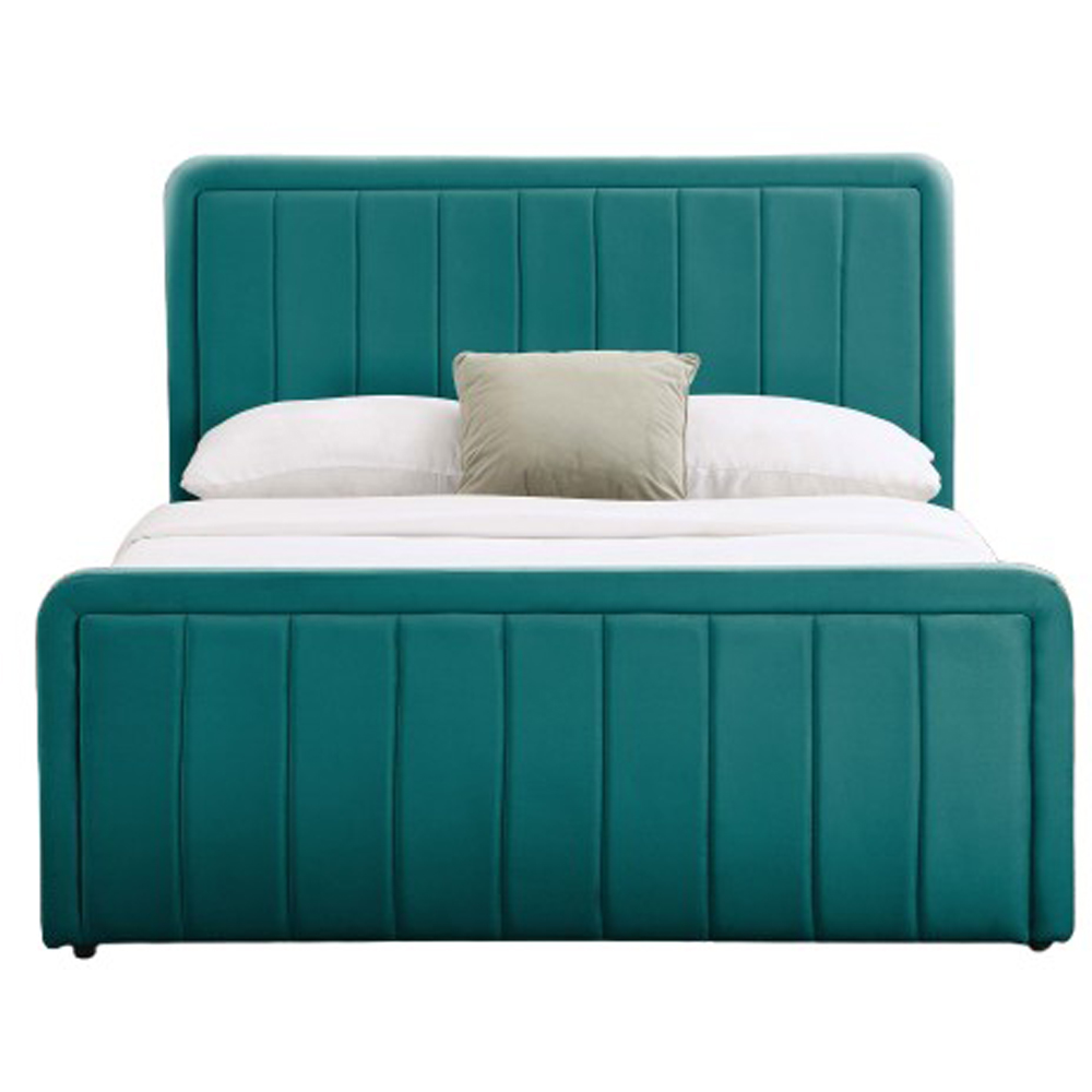 Comfy Living King Size Green Brushed Velvet Ottoman Bed Frame Image 2