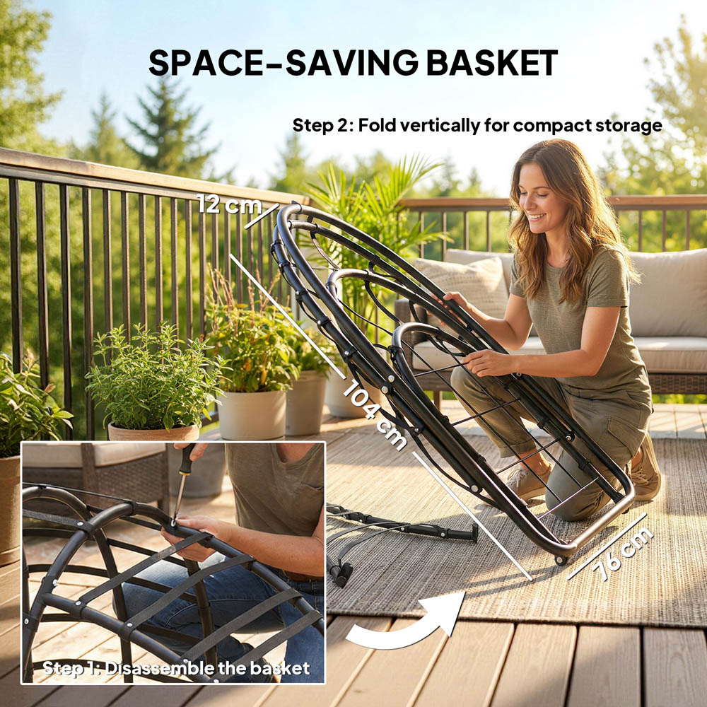 Outsunny Dark Grey Hanging Hammock Egg Chair with Stand Image 5